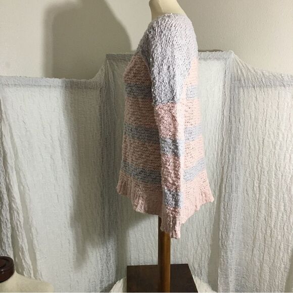 Free People Pastel Knit Striped Sweater Top Size M - Picture 3 of 9
